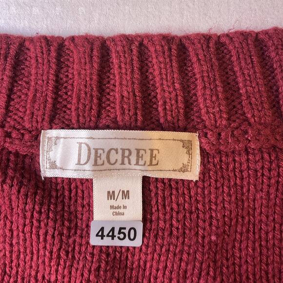 Decree Women Dress Size M Red Cable Knit Sweater Dress Short Sleeve Knee Length - Picture 2 of 10